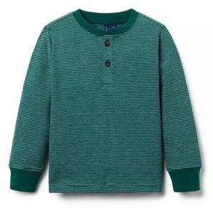Janie and Jack Enchanted Forest Green Long Sleeve Henley | 14